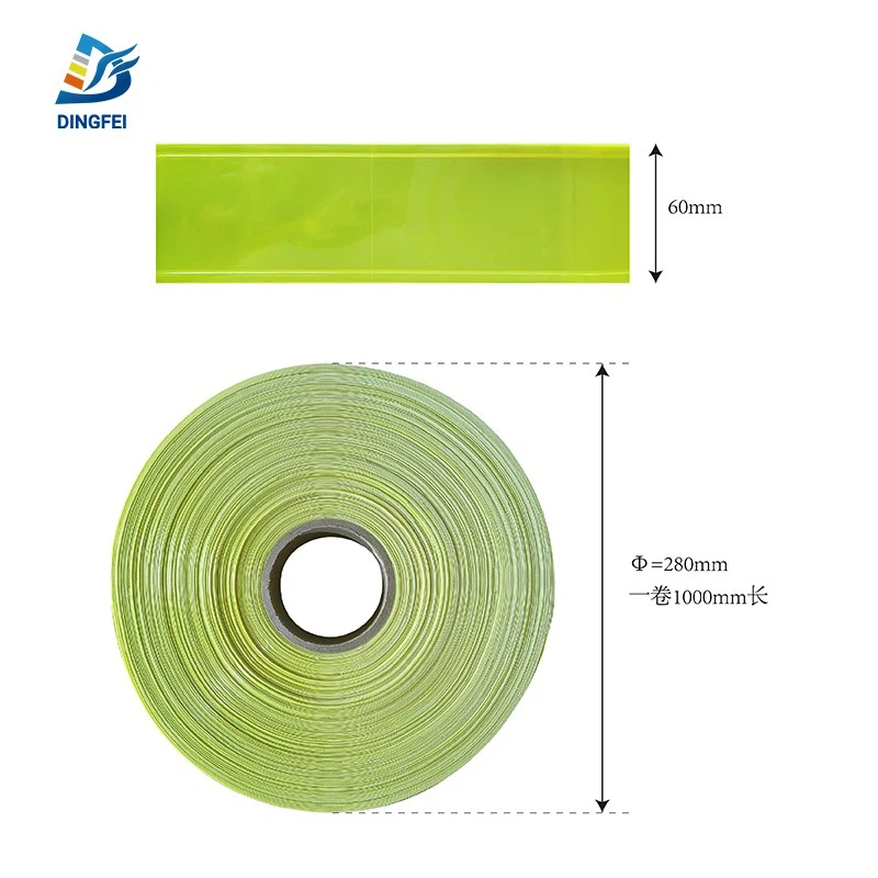 6CM Wide Fluorescent Yellow Reflective PVC Tape For Clothing