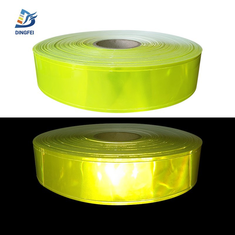 6CM Wide Fluorescent Yellow Reflective PVC Tape for Clothing 12 6CM Wide Fluorescent Yellow Reflective PVC Tape for Clothing 12